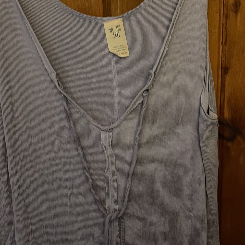 Free people twist shoulder tie heathered trim lose tank